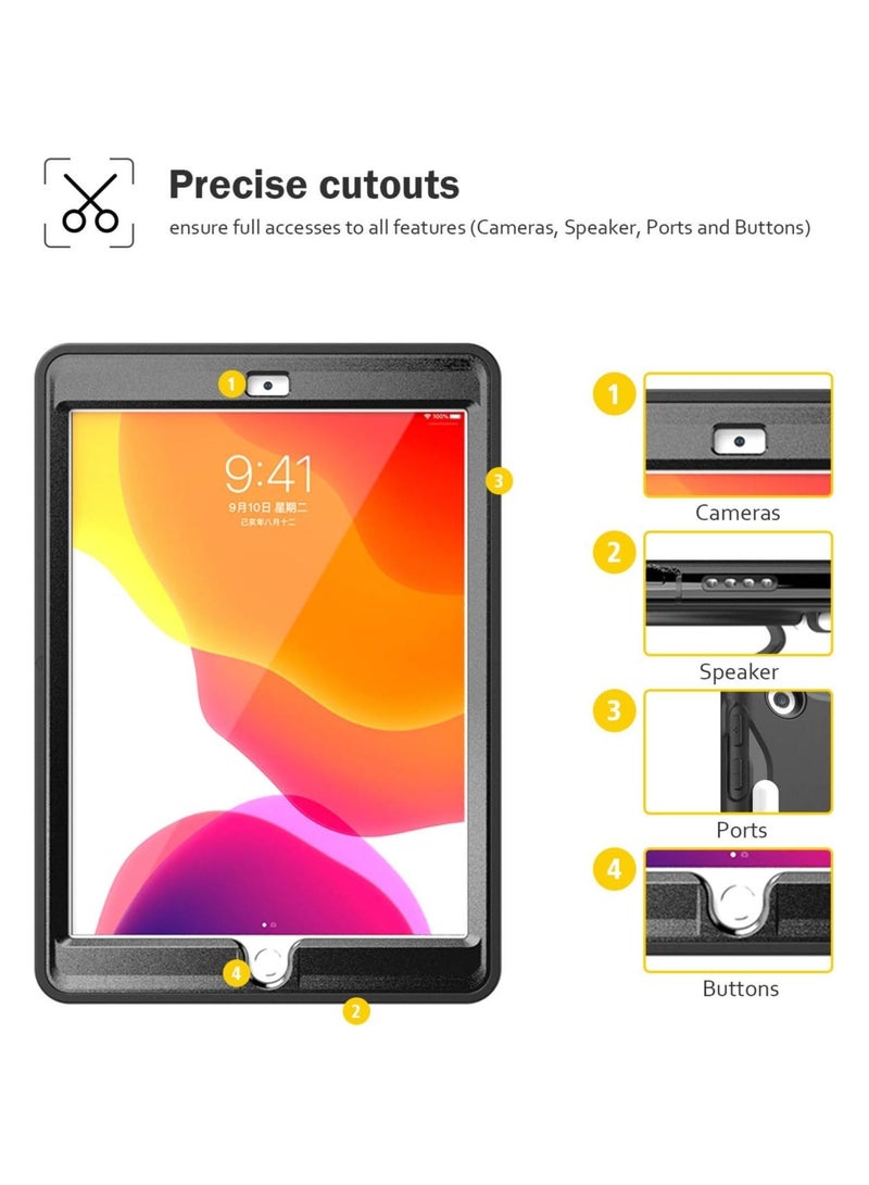 iPad 10.2 9th Gen 2021 / 8th Gen 2020 / 7th Generation 2019 iPad Case, Rugged Heavy Duty Shockproof Cover Case with Handle and Rotating Kickstand for 10.2 iPad 9/8/7-Black - Image 4