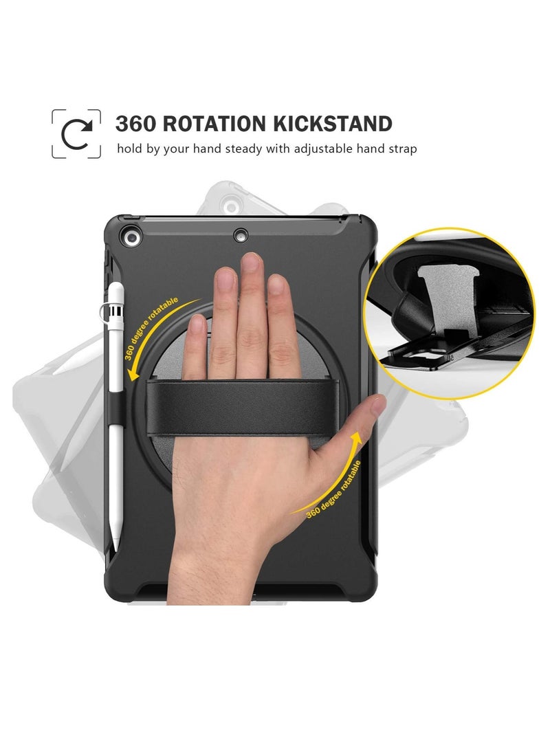 iPad 10.2 9th Gen 2021 / 8th Gen 2020 / 7th Generation 2019 iPad Case, Rugged Heavy Duty Shockproof Cover Case with Handle and Rotating Kickstand for 10.2 iPad 9/8/7-Black - Image 2