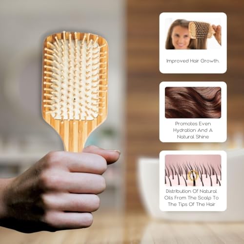 Organic B Bamboo Strip Hair Brush Rectangular - Detangling Brush for Women & Men, Wooden Paddle Brush for Smooth, Frizz-Free Hair, Natural Comb for Long, Curly & Straight Hair, Scalp Massage (Large) - Image 4