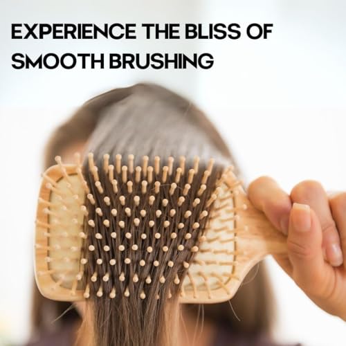 Organic B Bamboo Strip Hair Brush Rectangular - Detangling Brush for Women & Men, Wooden Paddle Brush for Smooth, Frizz-Free Hair, Natural Comb for Long, Curly & Straight Hair, Scalp Massage (Large) - Image 5