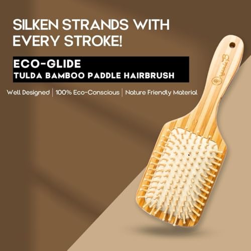 Organic B Bamboo Strip Hair Brush Rectangular - Detangling Brush for Women & Men, Wooden Paddle Brush for Smooth, Frizz-Free Hair, Natural Comb for Long, Curly & Straight Hair, Scalp Massage (Large) - Image 2