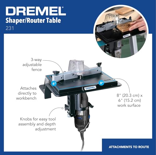 Dremel 231 Portable Rotary Tool Shaper and Router Table - Woodworking Attachment - Perfect for Sanding, Shaping, and Trimming Edges - Image 2