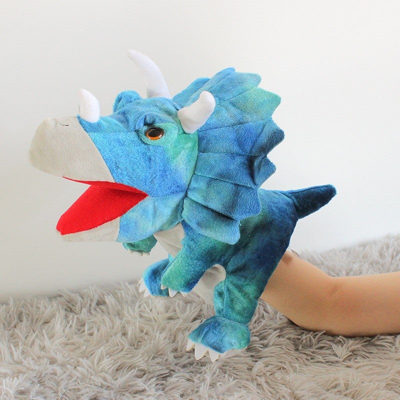 New Dinosaur Hand Puppet With Open Mouth Tyrannosaurus Rex Plush Toy Parent-Child Interactive Triceratops Doll Spot - Image 3