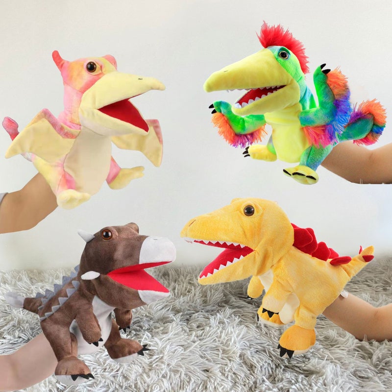 New Dinosaur Hand Puppet With Open Mouth Tyrannosaurus Rex Plush Toy Parent-Child Interactive Triceratops Doll Spot - Image 4