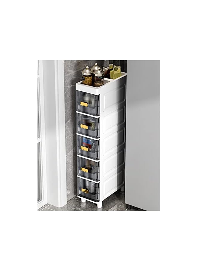 Raxoom Slim Bathroom Cabinet, Bathroom Shelves, Waterproof Design, Standing Storage Cabinet with Slide Out Drawers, Narrow Floor Bathroom Organizer Next to Toilet (6) - Image 3