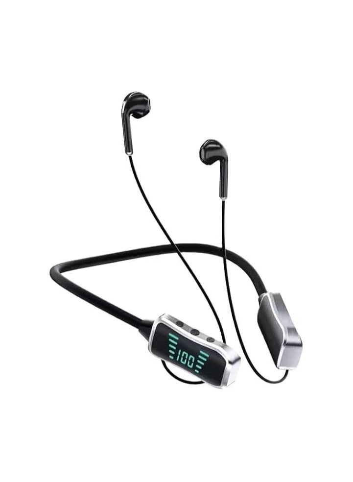 Kin KL50 Bluetooth Neckband Earphones, 48 Hours Playtime, LED Display, TF Card Support Black - Image 1