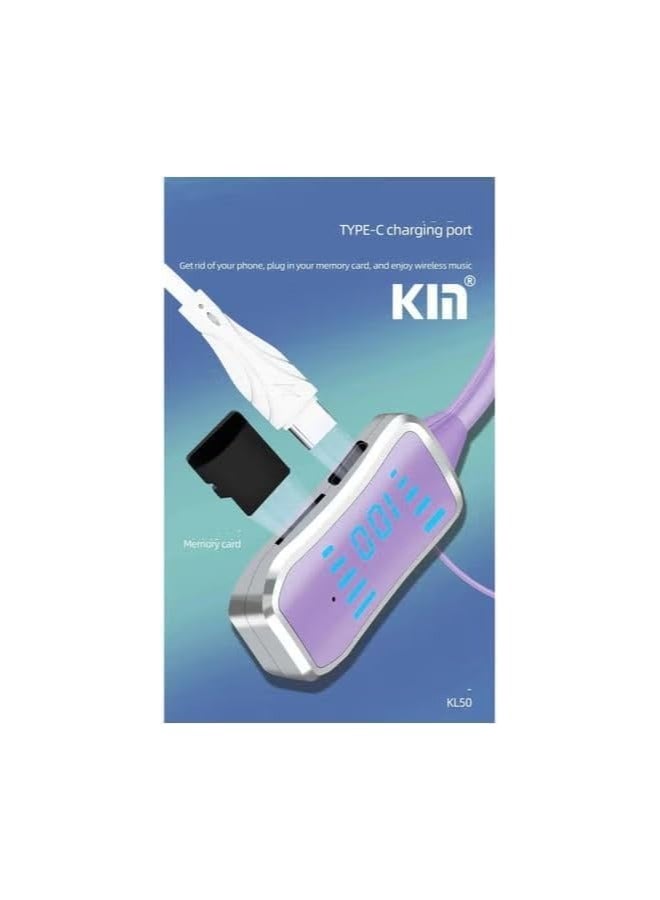 Kin KL50 Bluetooth Neckband Earphones, 48 Hours Playtime, LED Display, TF Card Support Black - Image 4