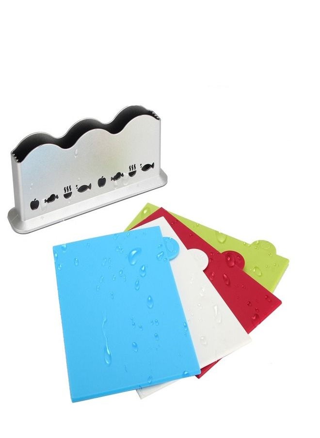 fashionhome - 4 Pieces Index Color Coded Cutting Boards Set With Holder - Image 1