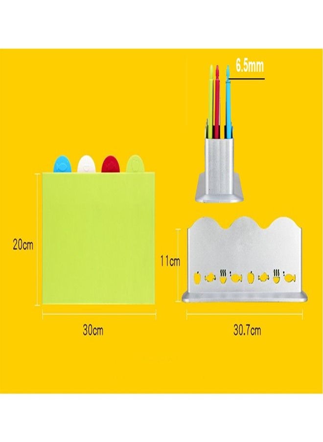 fashionhome - 4 Pieces Index Color Coded Cutting Boards Set With Holder - Image 1