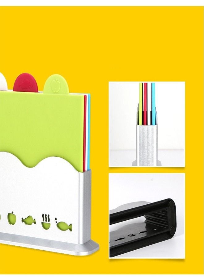 fashionhome - 4 Pieces Index Color Coded Cutting Boards Set With Holder - Image 1