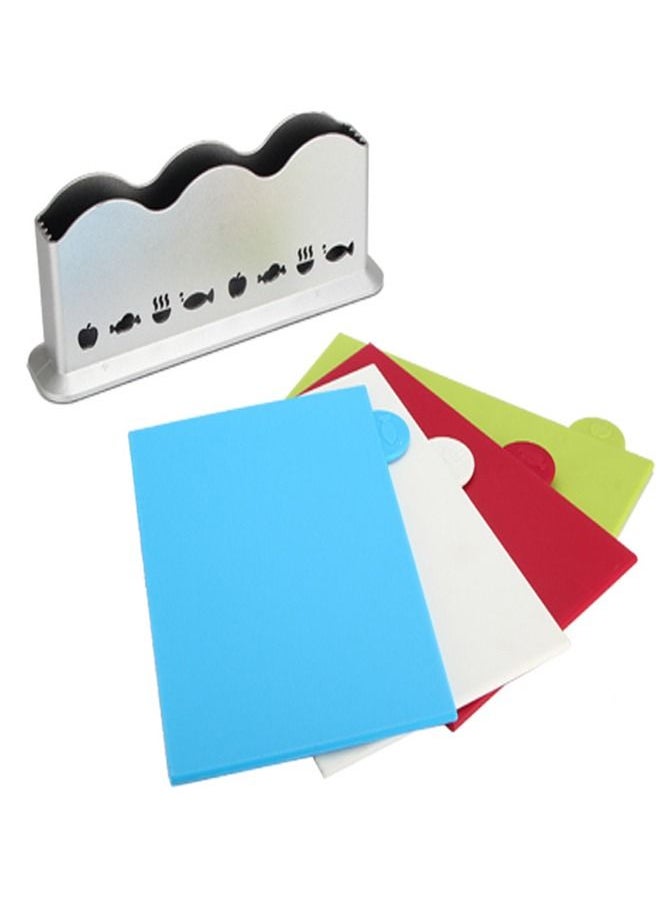 fashionhome - 4 Pieces Index Color Coded Cutting Boards Set With Holder - Image 1