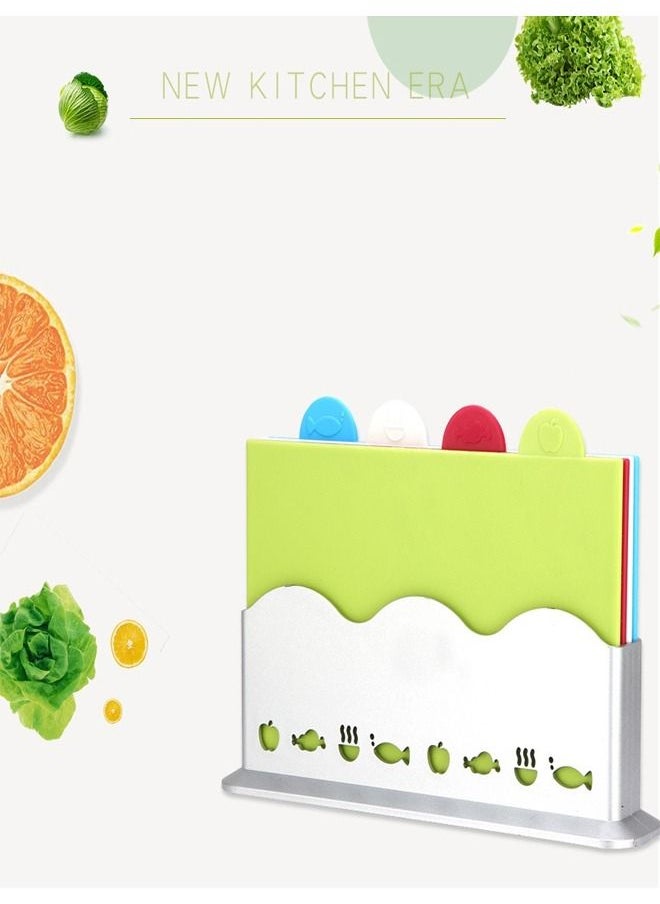 fashionhome - 4 Pieces Index Color Coded Cutting Boards Set With Holder - Image 1