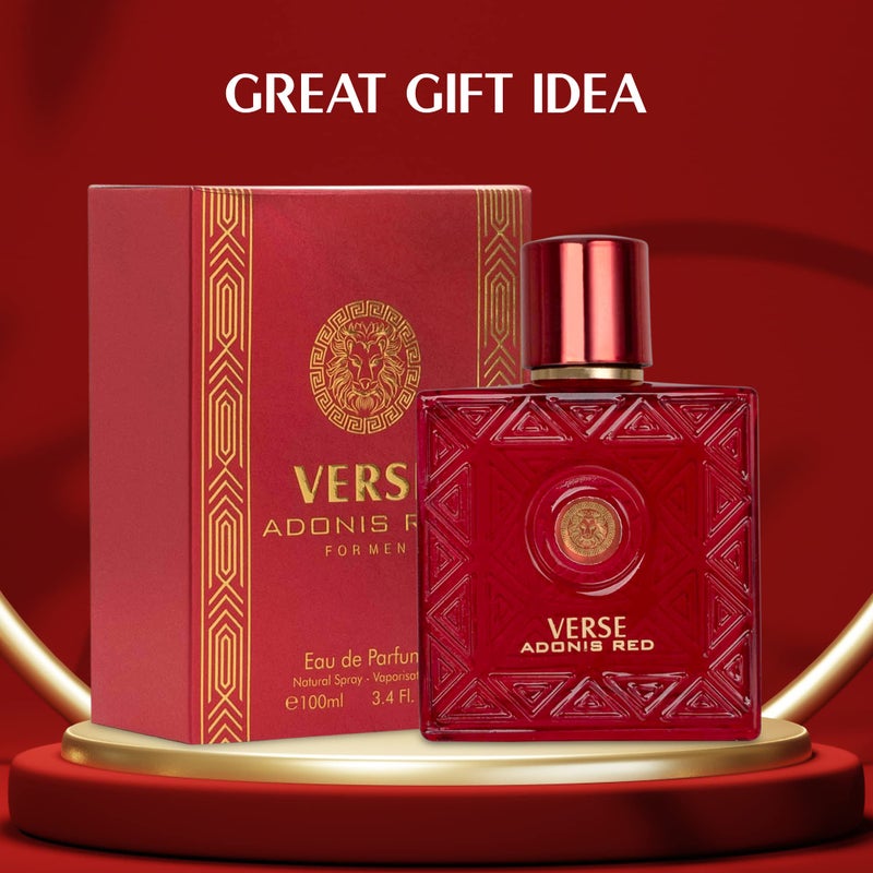 NovoGlow Verse Adonis Red for Men - 100ml Eau De Parfum Spray - Fruity Warm & Floral Fragrance Smell Fresh All Day Long Lasting Includes NovoGlow Carrying Pouch Gift for All Occasions - Image 3