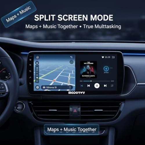 ModishOmbre Modorwy Original 9inch HD QLED Car Android Stereo | 2GB RAM & 32GB ROM | OS 13 Double Din Car Multimedia Player | incl. AHD Rear Camera & Frame Compatible with Maruti Baleno 2022-1 Year Warranty - Image 4