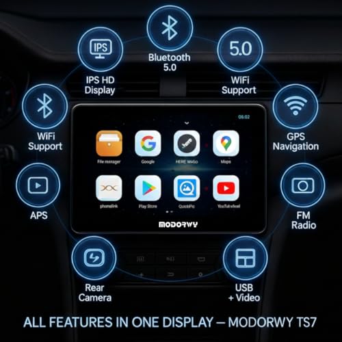 ModishOmbre Modorwy Original 9inch HD QLED Car Android Stereo | 2GB RAM & 32GB ROM | OS 13 Double Din Car Multimedia Player | incl. AHD Rear Camera & Frame Compatible with Maruti Baleno 2022-1 Year Warranty - Image 2