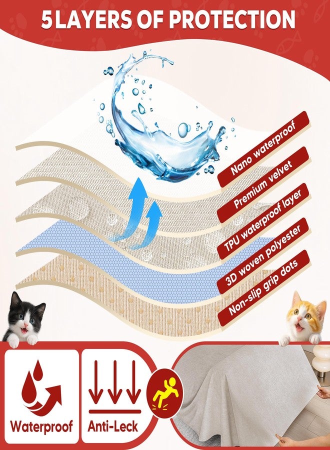 Loiion Cat Scratches Sofa Cover, Waterproof Sofa Cover, Furniture Protector, Waterproof Sofa Cover Stain and Scratch Resistant for Dogs and Cats, Khaki, 300 x 180 cm - Image 5