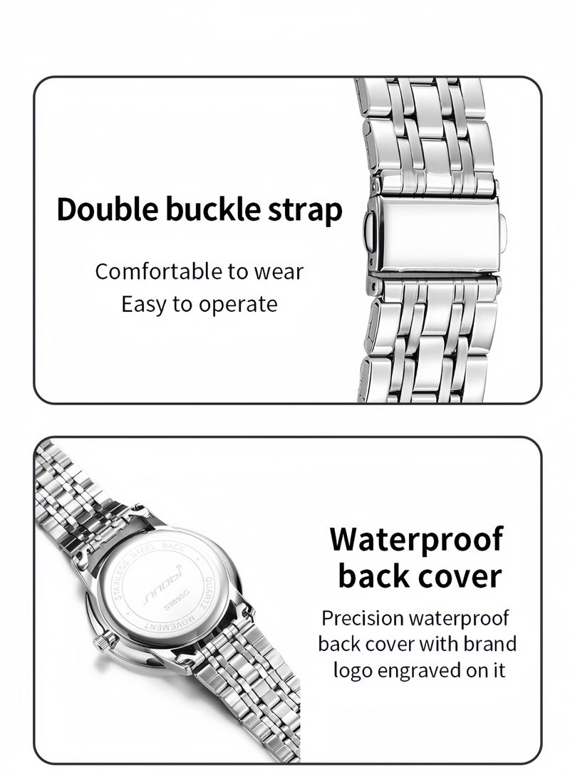 SINOBI Women Watches - Ladies Waterproof Quartz Watch for Girls, Stainless Steel with Black Dial for Business & Daily - Image 4