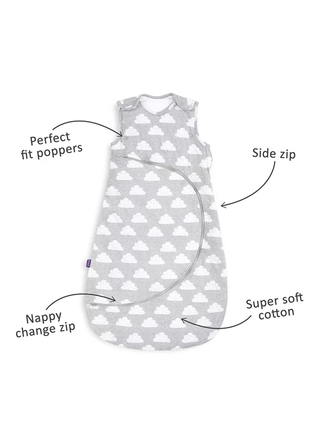 سنوز Pouch Sleeping Bag For Infant And Baby 2.5 Tog Clever Nappy Change Zip 100% Cotton For Temperatures Within 16 - 20 Celsius From 6 To 18Months Maximum Baby Length 86Cm - Cloud Nine
