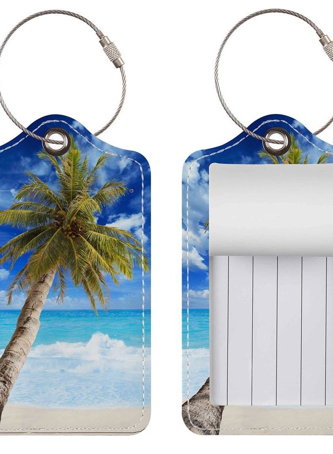 Chelmon Luggage Tags for Suitcases, 2 Pack Cute TSA Approved PU Leather Suitcase ID Tags with Stainless Steel Loop and Address Card for Tag - Image 2