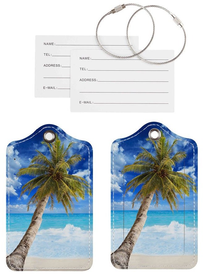 Chelmon Luggage Tags for Suitcases, 2 Pack Cute TSA Approved PU Leather Suitcase ID Tags with Stainless Steel Loop and Address Card for Tag - Image 4