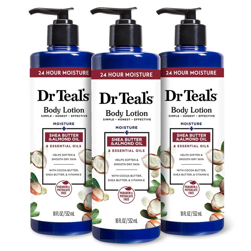 Dr Teal's Dr Teal's Body Lotion, Shea Butter & Almond, 18 oz (Pack of 3)