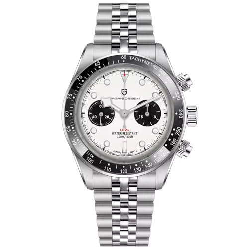 LACZ DENTON Pagani Design 1718 Panda Dial Men's Chronograph Watches Japan VK64 Movement Stianless Steel 100M Waterproof Men Fashion Casual Watch (White-2) - Image 1
