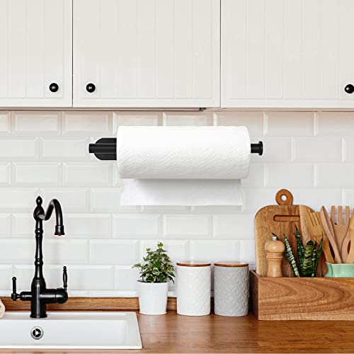 Gewtur Paper Towel Holder Under Cabinet - Self Adhesive Paper Towel Roll Holder Wall Mount, Matte Black Stainless Steel Towel Paper Holder for Kitchen, Bathroom, Cabinets - Image 3