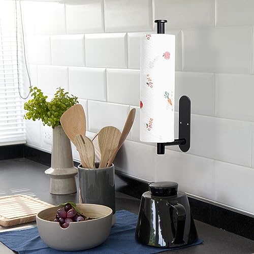 Gewtur Paper Towel Holder Under Cabinet - Self Adhesive Paper Towel Roll Holder Wall Mount, Matte Black Stainless Steel Towel Paper Holder for Kitchen, Bathroom, Cabinets - Image 4