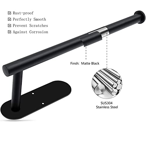 Gewtur Paper Towel Holder Under Cabinet - Self Adhesive Paper Towel Roll Holder Wall Mount, Matte Black Stainless Steel Towel Paper Holder for Kitchen, Bathroom, Cabinets - Image 5