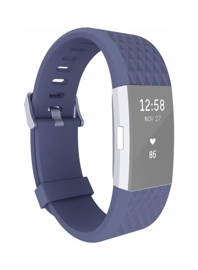 NIBEMINENT Diamond Texture TPU Watchband For Fitbit Charger 2 Bracelet Watch Full Length: 23cm Blue - Image 1