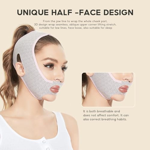 PANDANUS Facial Slimming Belt Double Chin Reducer Reusable VShape Face Mask for Men Women Facial Shaped UPLift Belt Slim Cheeks Lifting Jaw Line Shaper Anti Wrinkle Strap Elastic 35 - Image 2