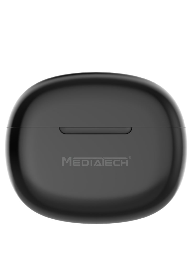 Mediatech - MediaTech Bluetooth  Earbuds ,Bluetooth 5.3, ANC (Active Noise Cancelling ), 30H Playtime ,10mm Drivers with Big Bass, AI Clear Calls with 4 Mics , Usb-c fast charging ,Black , MT-E95 - Image 1