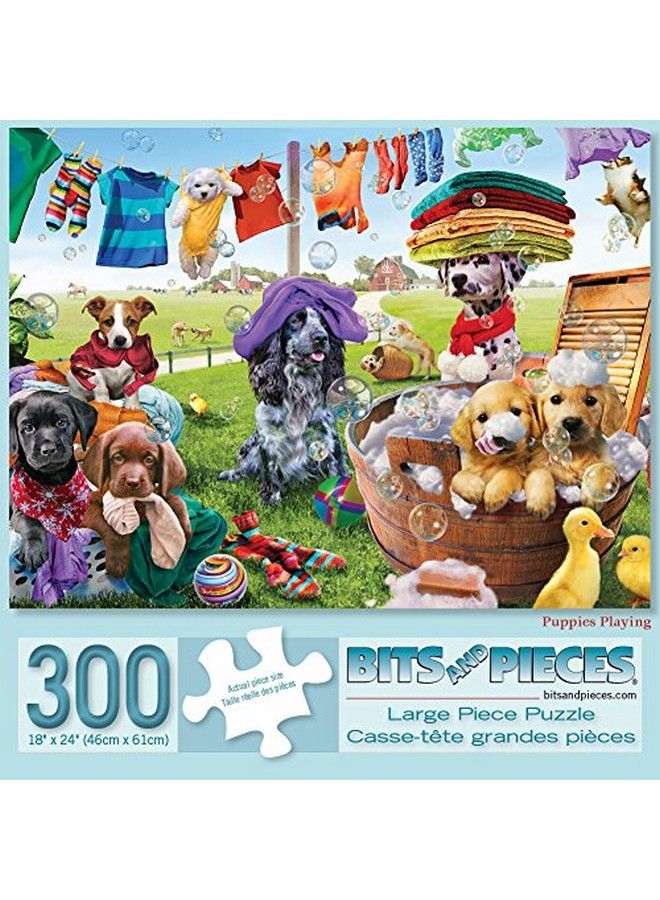 Bits and Pieces 300 Piece Jigsaw Puzzle For Adults ‘Puppies Playing’ 300 Pc Large Piece Jigsaw By Artist Adrian Chesterman 18” X 24”  - Image 3