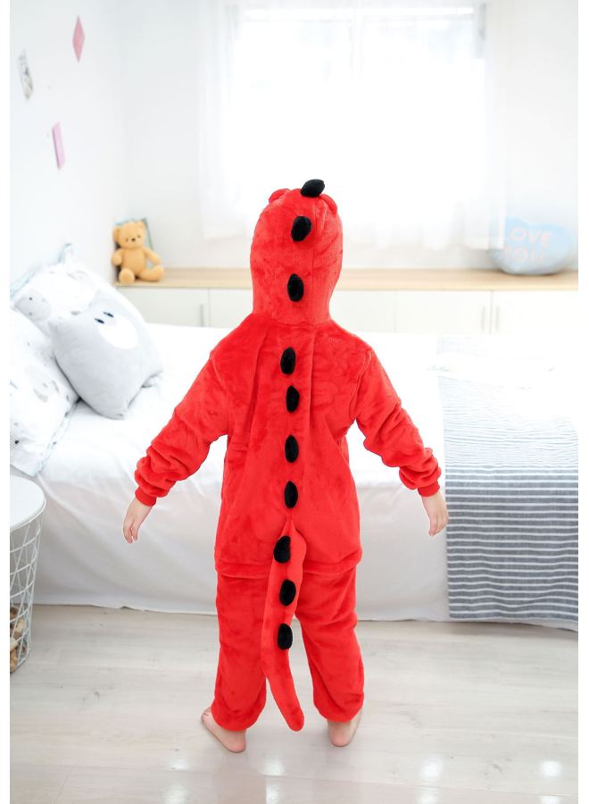 Flannel Cartoon Animal Onesie Pajamas For Children, Parent-child Matching Outfits, Dinosaur And Unicorn Loungewear From Manufacturer, Thickened