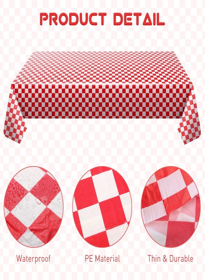 Aoriher 4 Packs 51 x 71 Inch Gingham Plaid Table Covers, 2 Pieces Buffalo Lumberjack Checkered Pennant Banner, 44 Pieces Latex Balloons for Picnic BBQ Birthday Party Decoration (Red White Plaid) - Image 3
