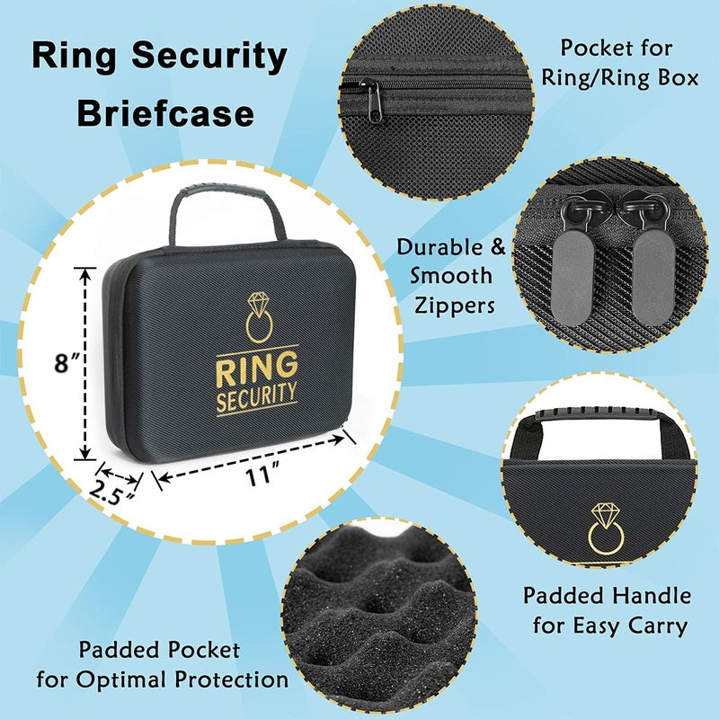 BESZONE Ring Security Wedding Ring Bearer Proposal Box Gifts Security Box, Sunglasses, Kids Toy Badge, Security Earpiece Earplugs, Toy Handcuffs with Keys for Kids Boys, Sturdy Briefcase, Wedding Stuff - Image 2