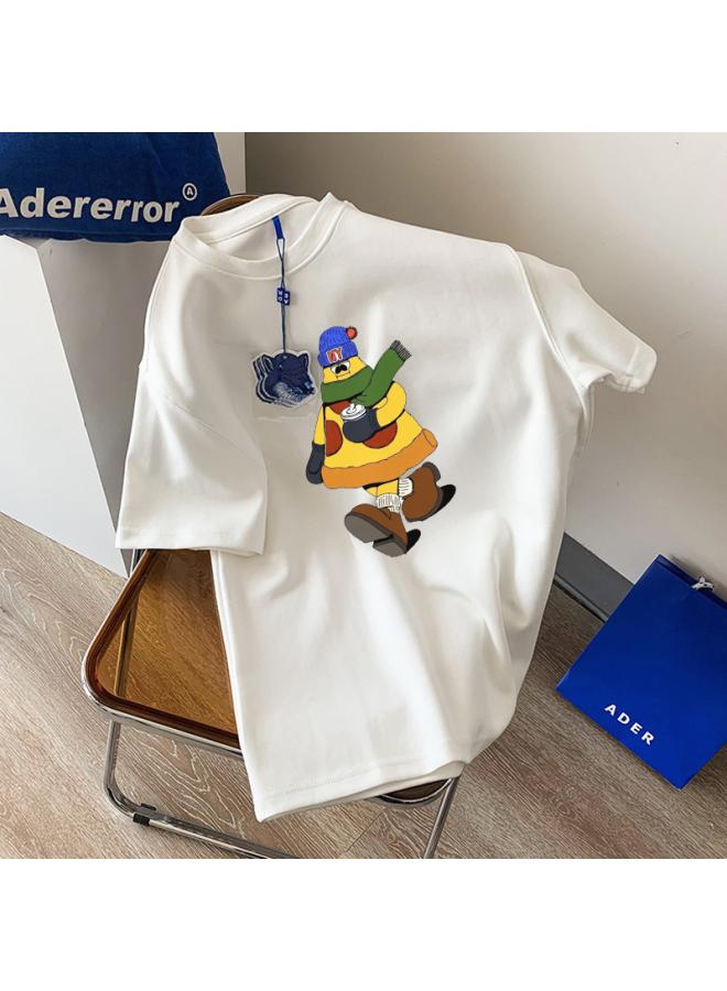 VUELO Heavy Cotton Short-sleeved Women's T-shirt Fashion Brand Round Neck Loose All-match Summer Undershirt Top Clothing  - Image 1