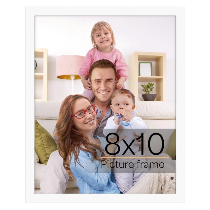 8X10 PICTURE FRAME WHITE 8 BY 10 THIN PHOTO FRAME FOR WALL TABLETOP DISPLAY SINGLE