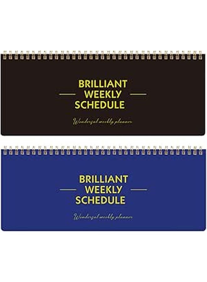 2Pcs Weekly Planner Notepad Wear Resistant Iron Paper Material Smooth Writing Black Blue - Image 1