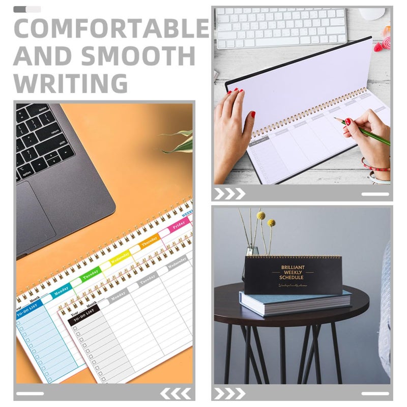 2Pcs Weekly Planner Notepad Wear Resistant Iron Paper Material Smooth Writing Black Blue - Image 5