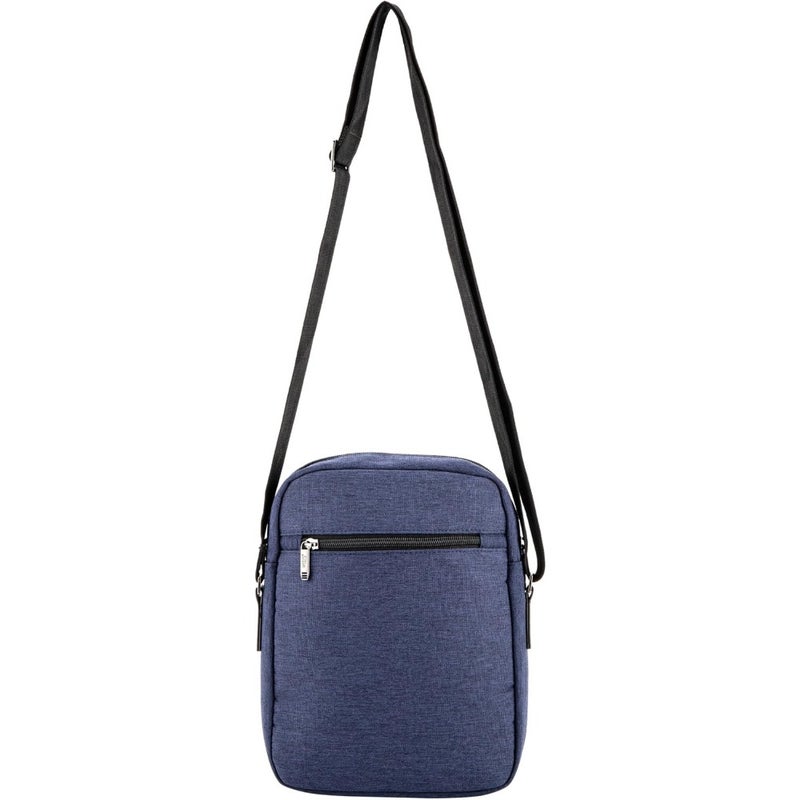 Messenger Bag for daily travel and work, waterproof nylon in black, adjustable strap for cross-body wear, includes detachable keychain and iPad 9.8-inch compatibility - Image 4