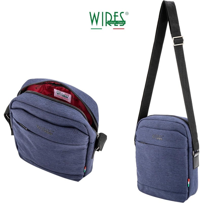 Messenger Bag for daily travel and work, waterproof nylon in black, adjustable strap for cross-body wear, includes detachable keychain and iPad 9.8-inch compatibility - Image 5