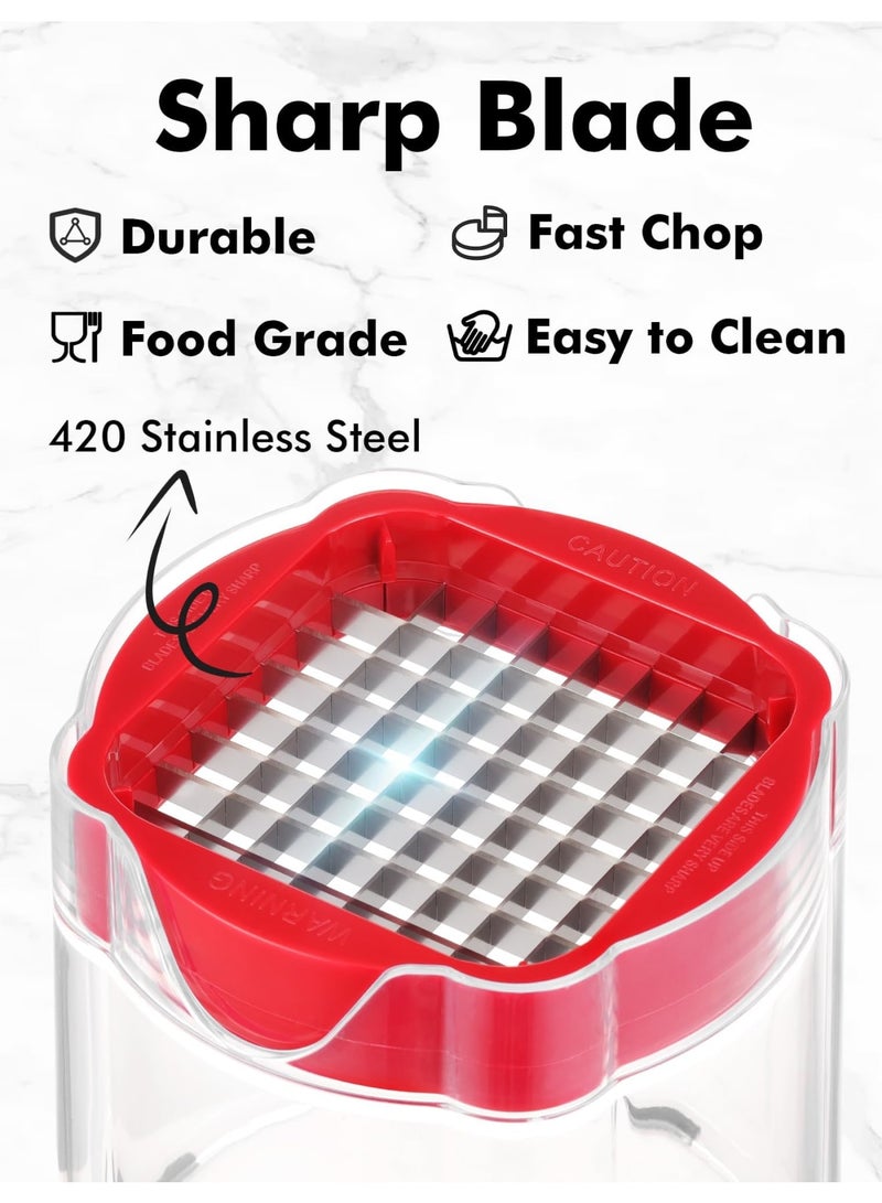 SYOSI French Fry Cutter, Home Style Onion Chopper, Vegetable Chopper Manual, Easy to Clean Potato Cutter, Professional Food Dicer for Fries, Apple Slicer, Ultra Sharp Blades (Includes 2 Blades) - Image 4