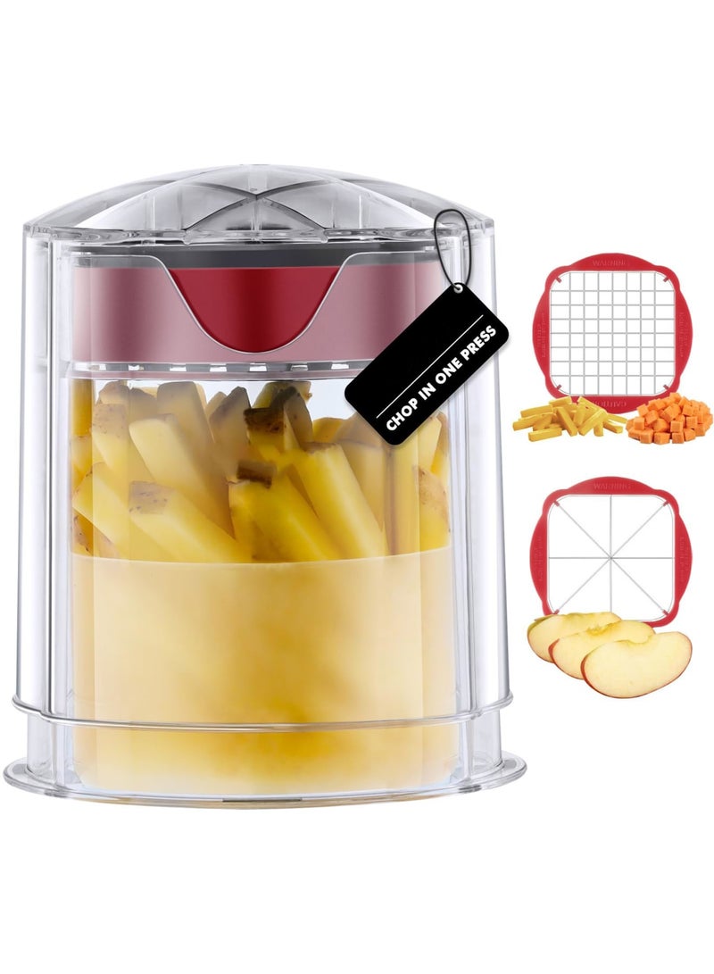 SYOSI French Fry Cutter, Home Style Onion Chopper, Vegetable Chopper Manual, Easy to Clean Potato Cutter, Professional Food Dicer for Fries, Apple Slicer, Ultra Sharp Blades (Includes 2 Blades) - Image 1