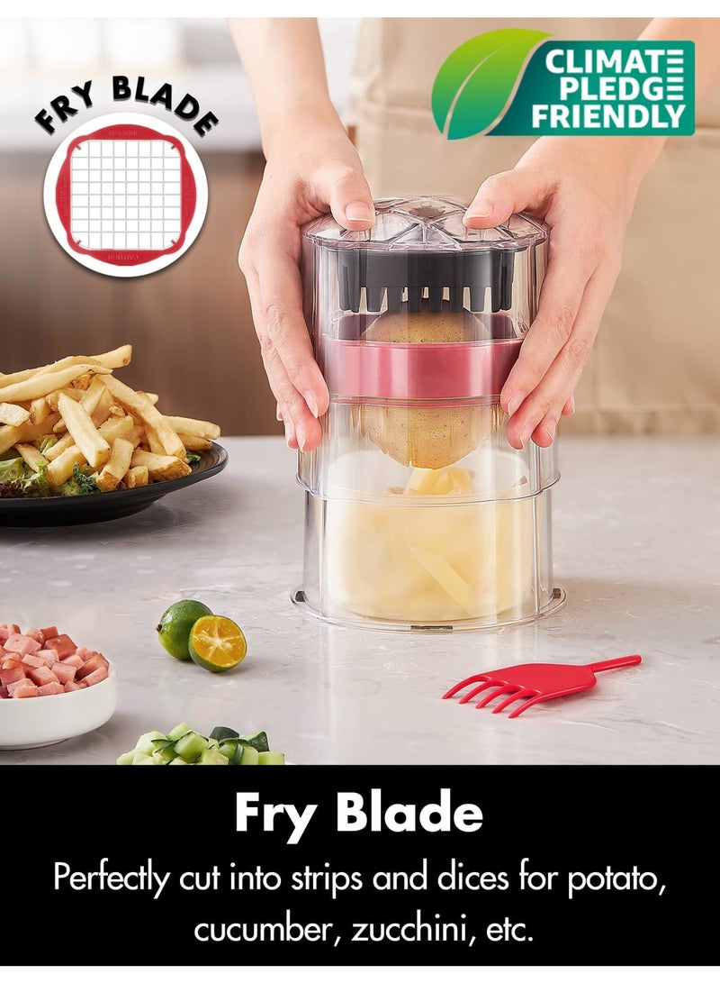 SYOSI French Fry Cutter, Home Style Onion Chopper, Vegetable Chopper Manual, Easy to Clean Potato Cutter, Professional Food Dicer for Fries, Apple Slicer, Ultra Sharp Blades (Includes 2 Blades) - Image 2