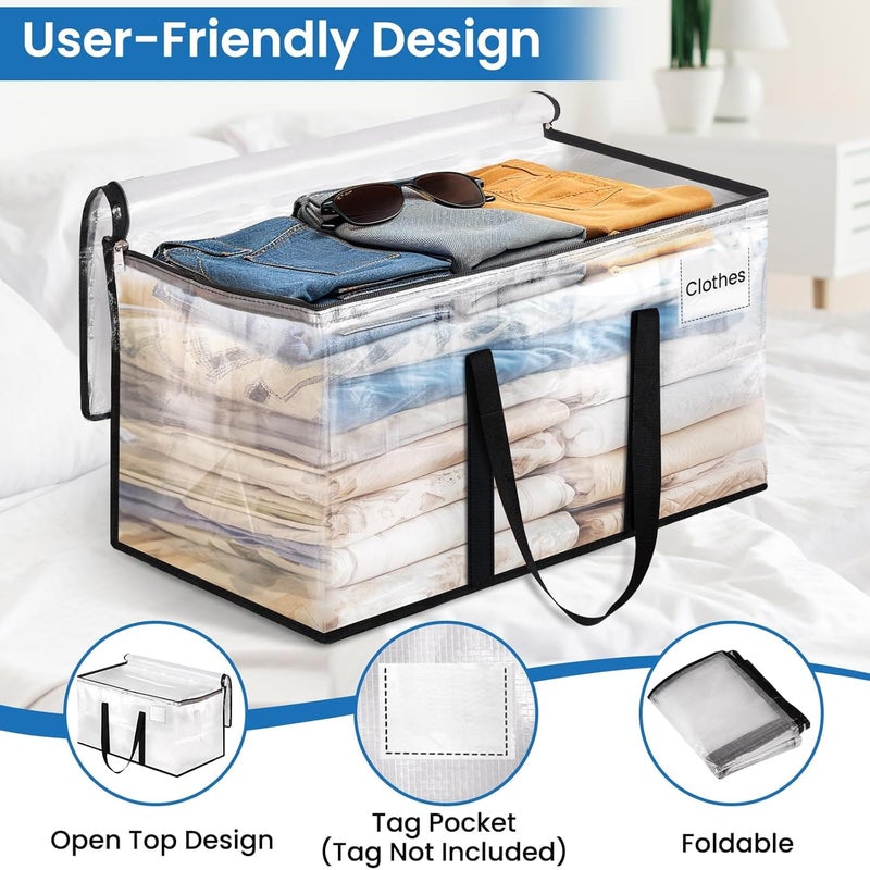 RoomHacks Clear Moving Bags Heavy Duty Extra Large, Moving Supplies with Reinforced Handle and Double Zipper, Storage Totes for Moving Essential, Packing Bags Alternative to Moving Box(6 Packs, Clear) - Image 3