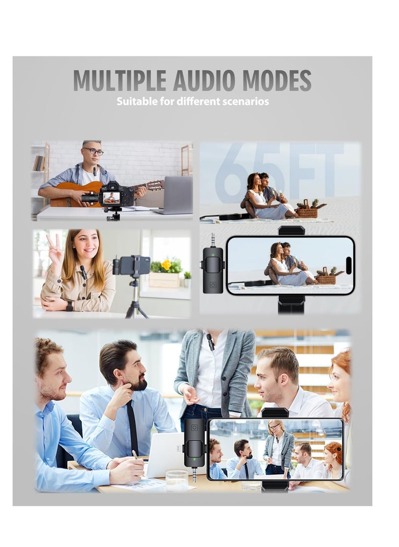 Generic 3 in 1 Wireless microphone for iPhone android camera, USB C microphone wireless lavalier microphone mini microphone, Noise Canceling Lapel Mic for Interview Video Podcast Vlog YouTube  - Image 3