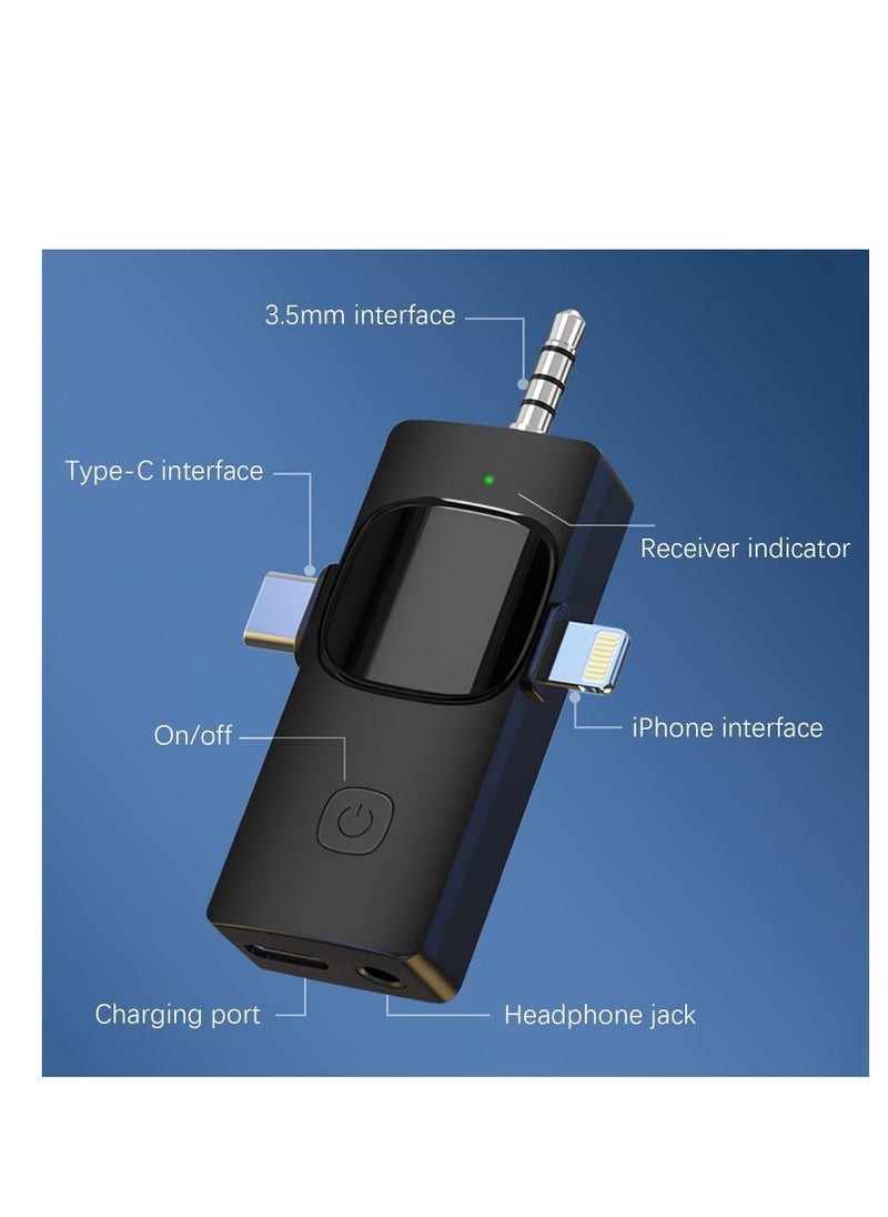 Generic - 3 in 1 Wireless microphone for iPhone android camera, USB C microphone wireless lavalier microphone mini microphone, Noise Canceling Lapel Mic for Interview Video Podcast Vlog YouTube - Image 1