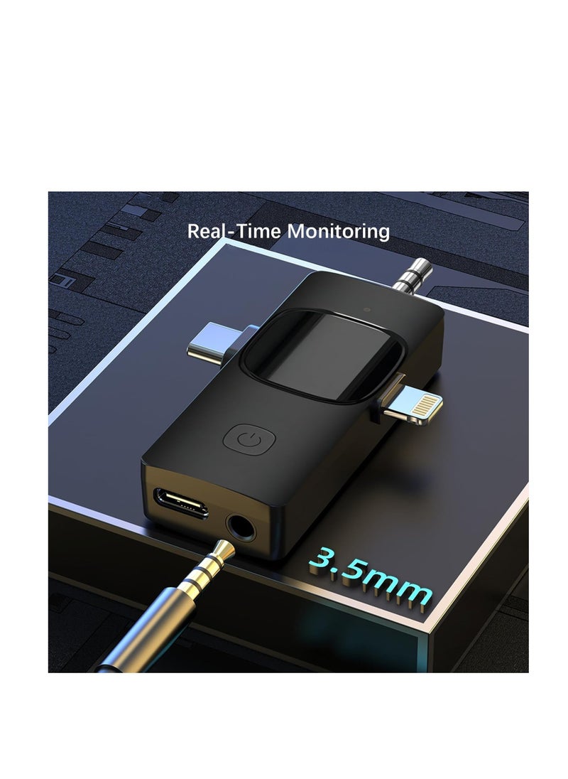 Generic - 3 in 1 Wireless microphone for iPhone android camera, USB C microphone wireless lavalier microphone mini microphone, Noise Canceling Lapel Mic for Interview Video Podcast Vlog YouTube - Image 1