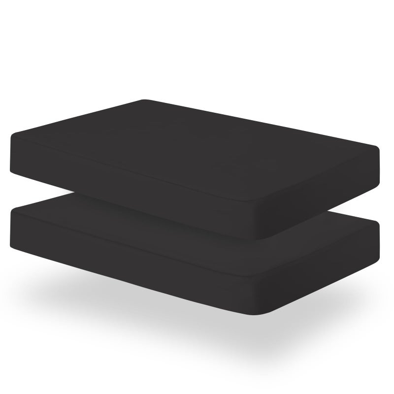 Biloban Pack and Play Sheets Fitted, 2 Pack Pack and Play Sheet Fits for Graco Pack n Play Mattress, Neutral Playard Sheets for Baby Boys and Girl, Black - Image 1